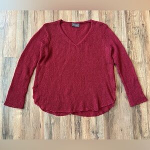 Wooden Ships Women's Burgundy V-Neck Lightweight Sweater